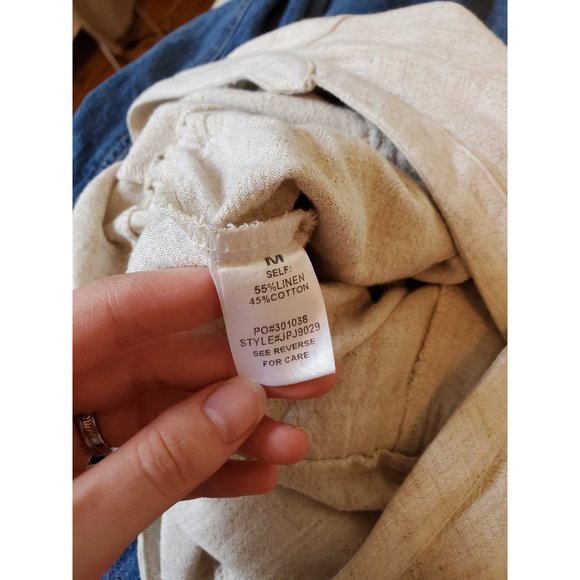 Kalihi Neutral Linen Button Front Romper-Medium-Ivory. - Picture 10 of 11